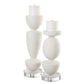 Lido - Stone Candleholders (Set of 2) - White