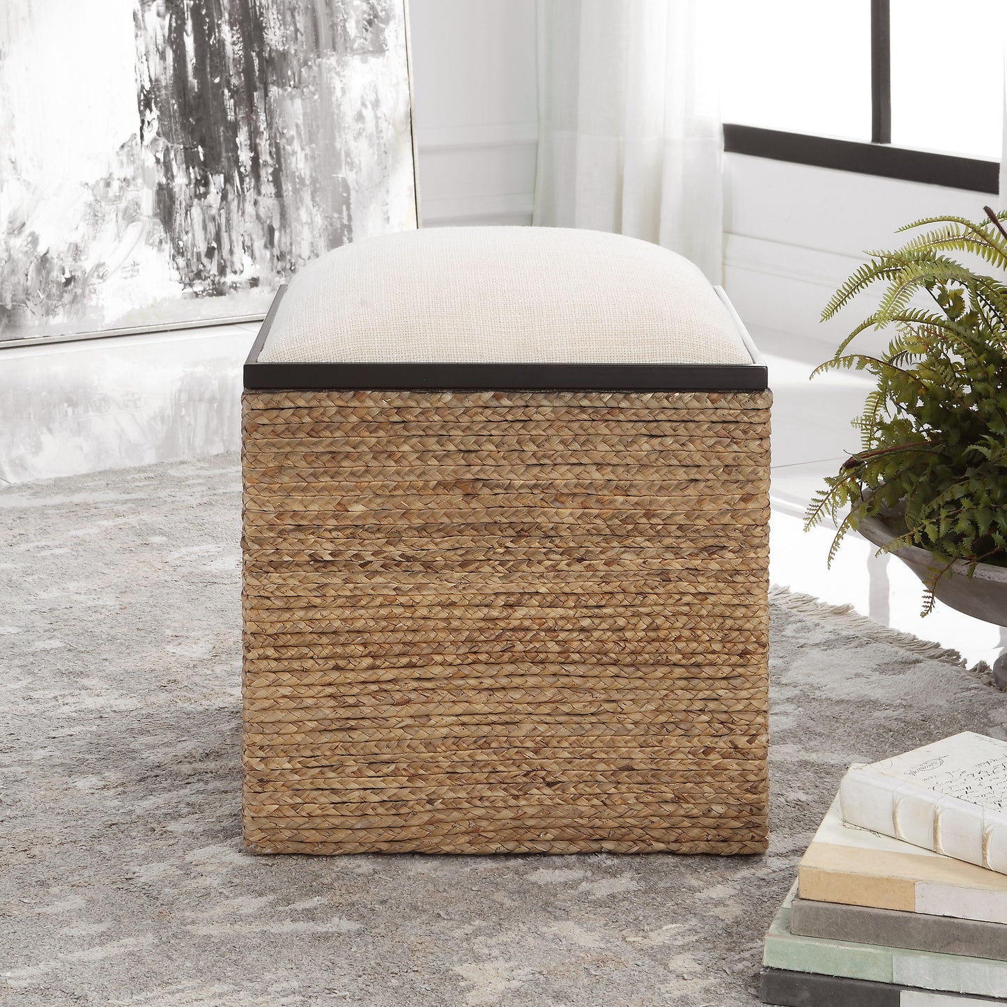 Island - Square Straw Accent Stool