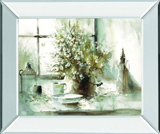 Daisy Still Life By George Bjorkland - Mirror Framed Print Wall Art - Gray