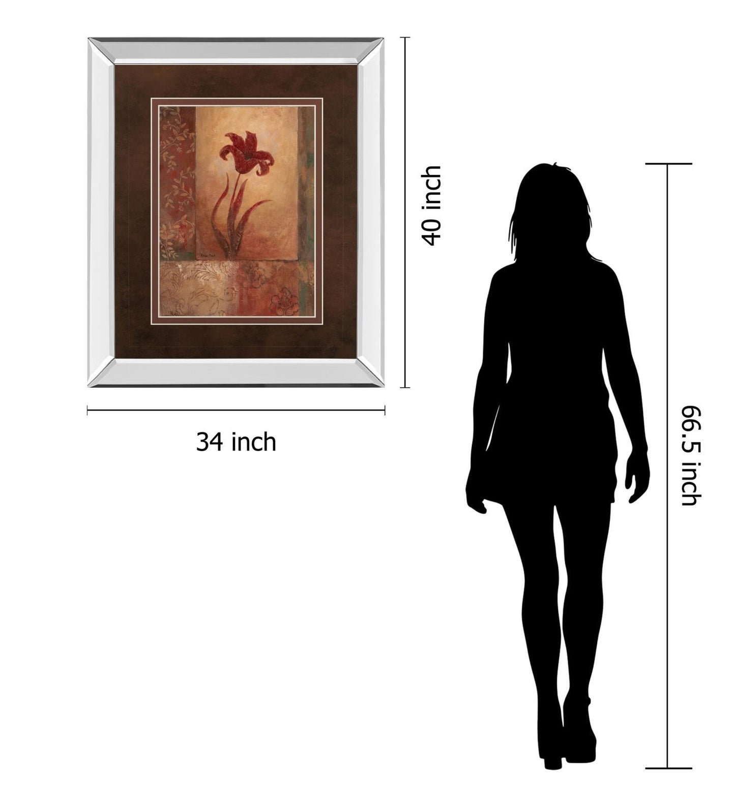 Lily Silhouette By Vivian Flasch - Mirror Framed Print Wall Art - Red