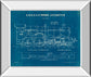 Locomotive Blueprint I By Wild Apple Portfolio - Mirror Framed Print Wall Art - Blue