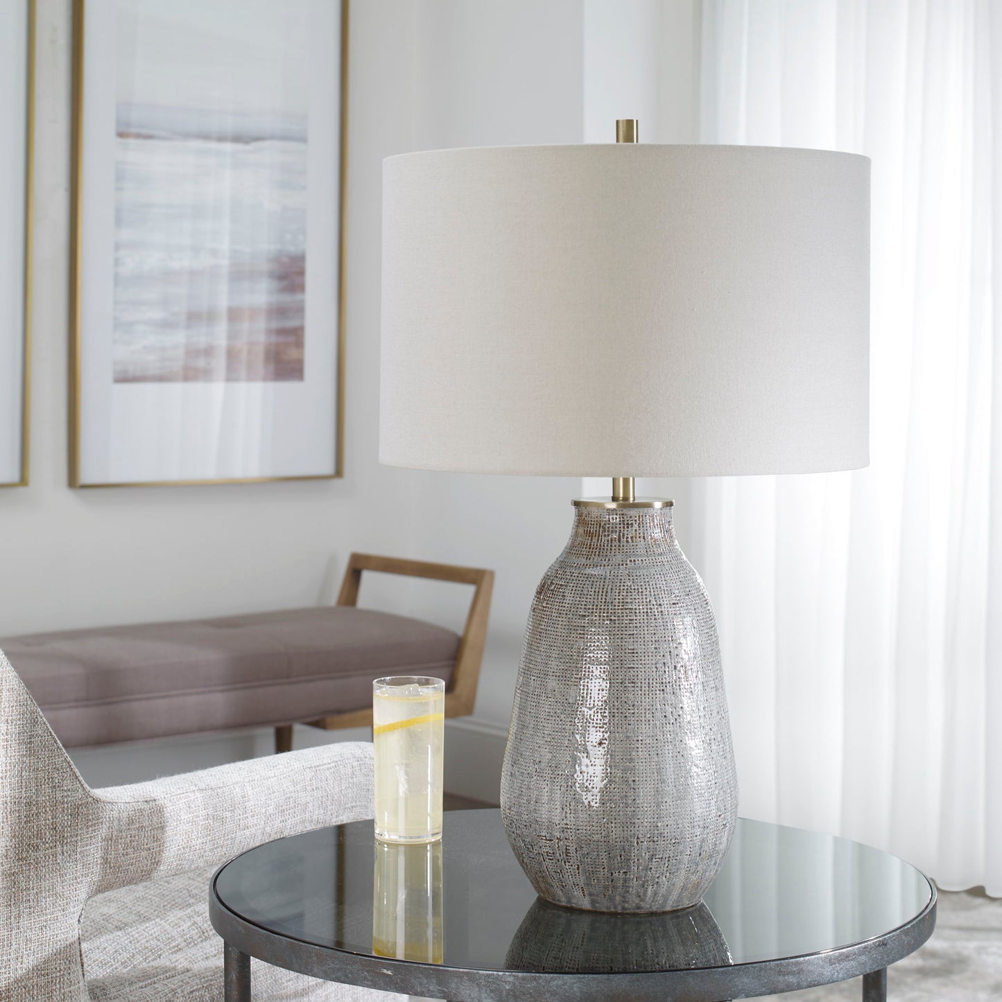 Monacan - Textured Table Lamp - Gray