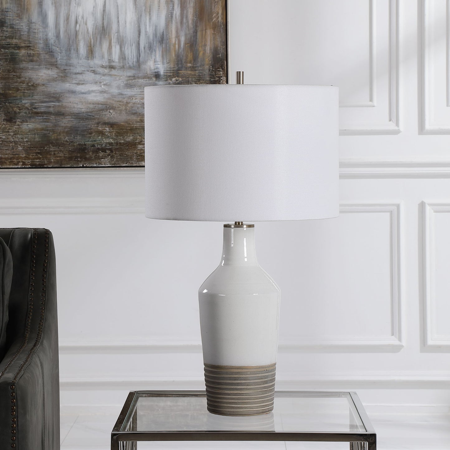 Dakota - Crackle Table Lamp - White