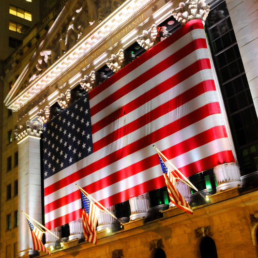 Temp Glass With Foil - Flag Across Stock Exchange - Red