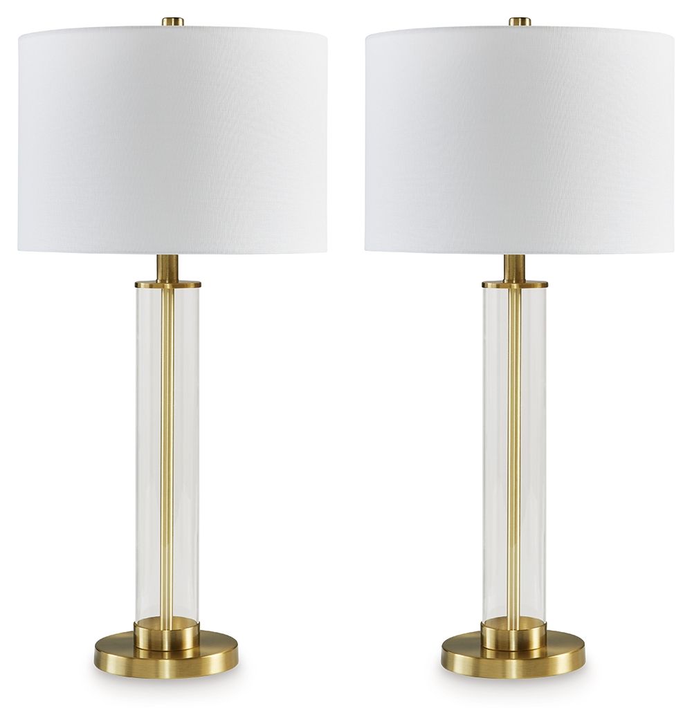 Orenman - Clear / Brass Finish - Glass Table Lamp (Set of 2)