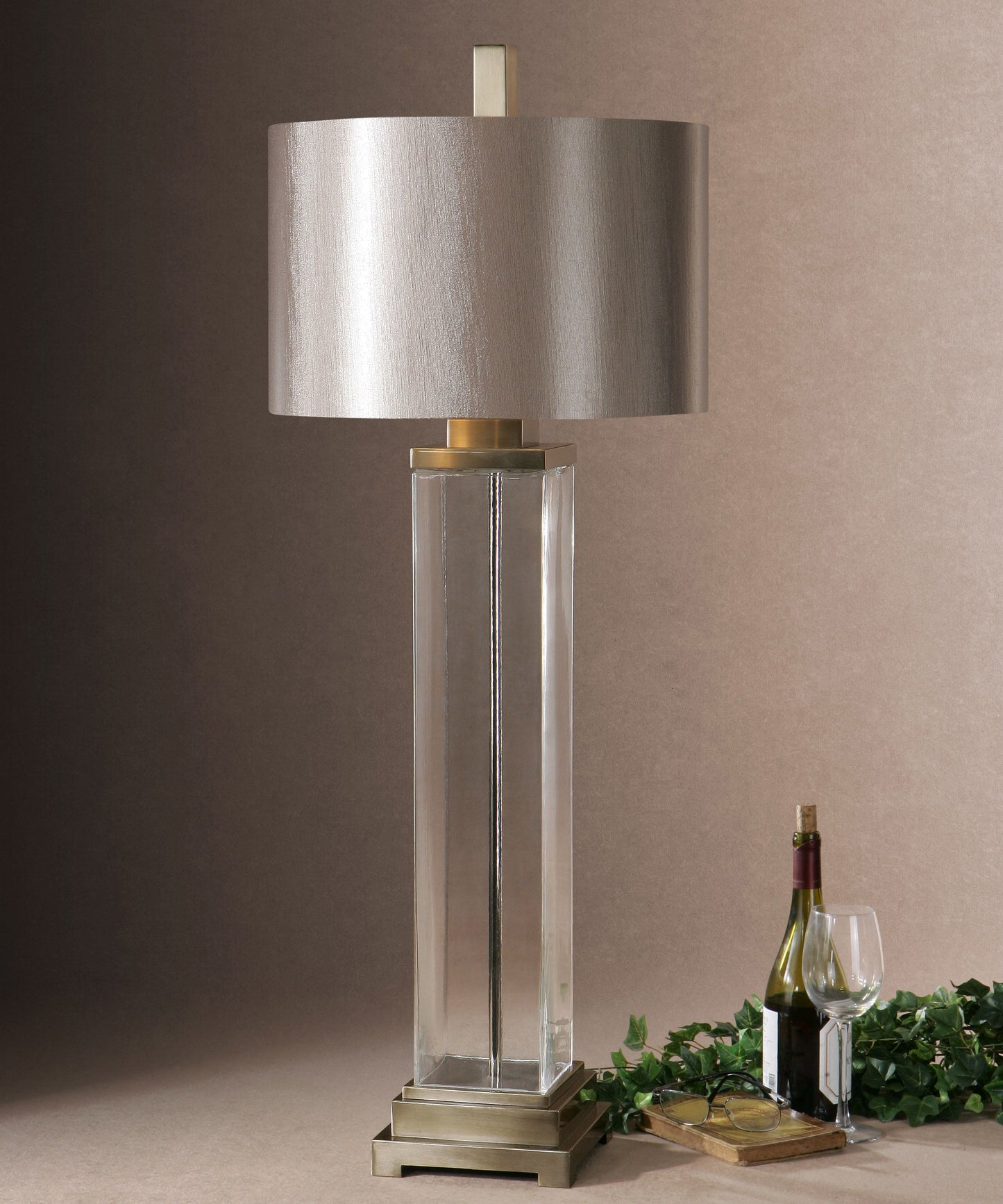 Drustan - Clear Glass Table Lamp - Pearl Silver