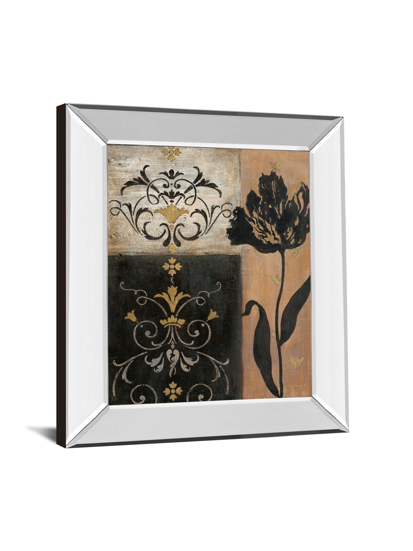 Tulip Silhouette By Tava Studio - Mirror Framed Print Wall Art - Black