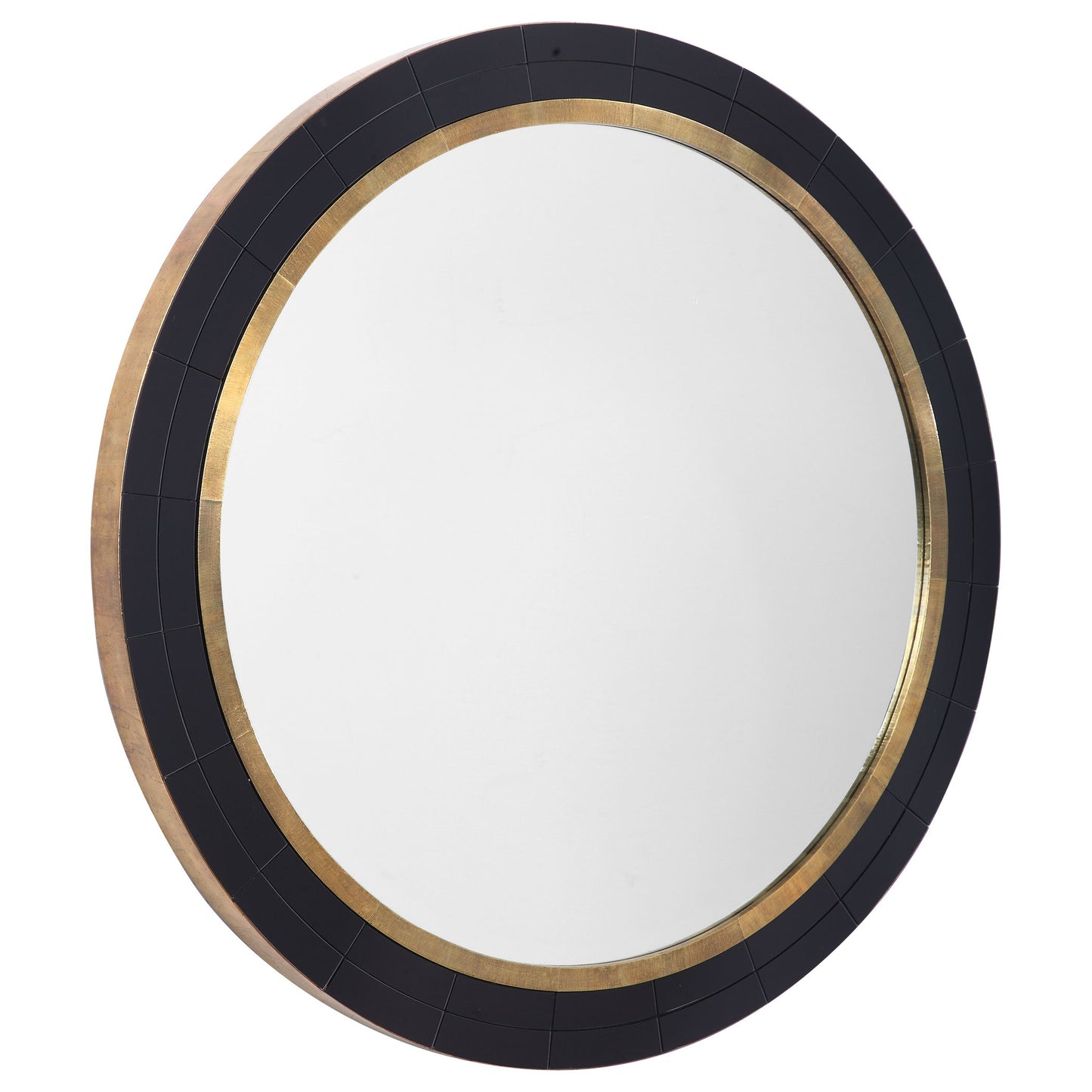 Nayla - Tiled Round Mirror - Black