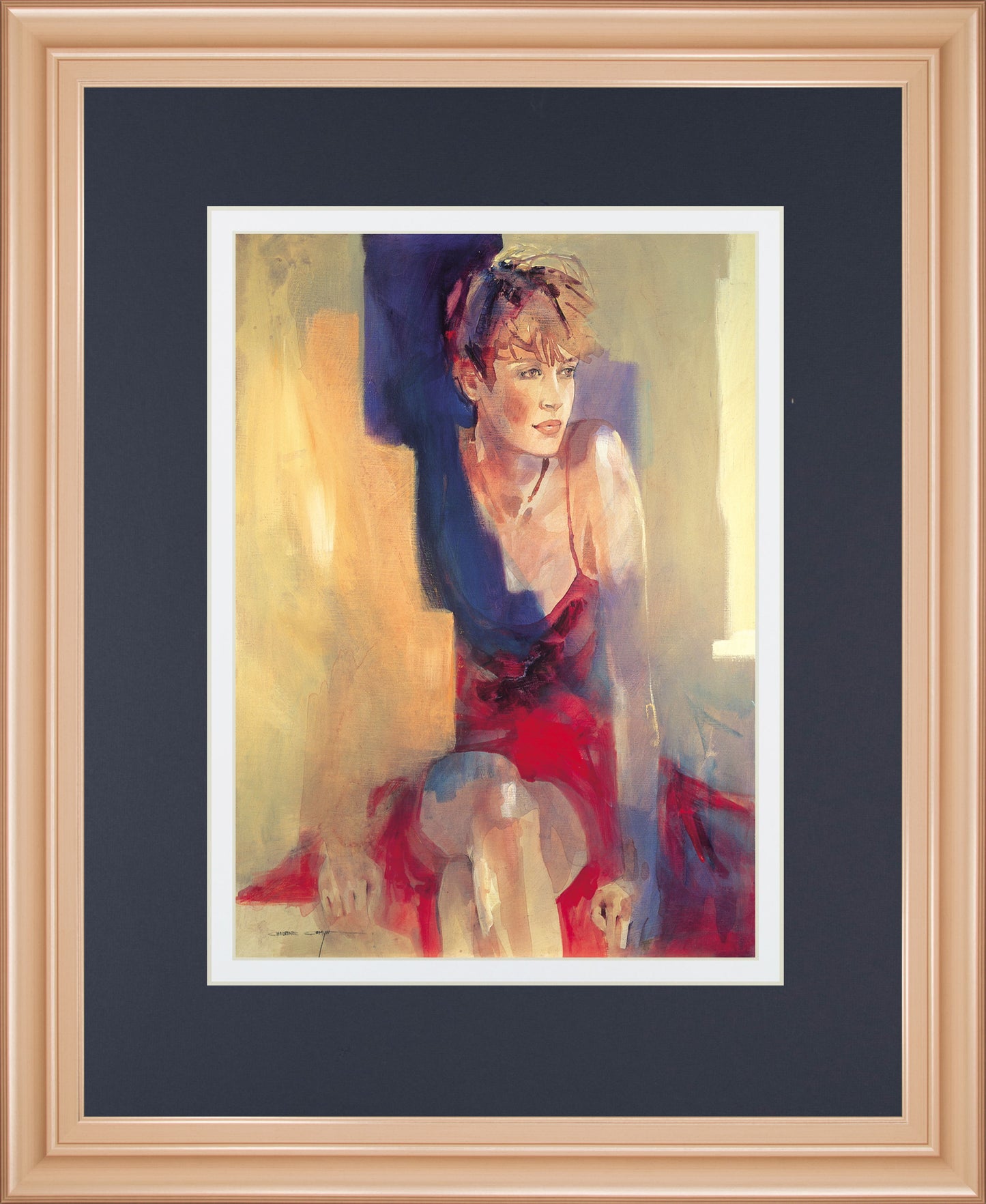 Odalisque L By Christine Comyn - Framed Print Wall Art - Yellow