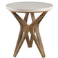 Marnie - Limestone Side Table - White & Light Brown