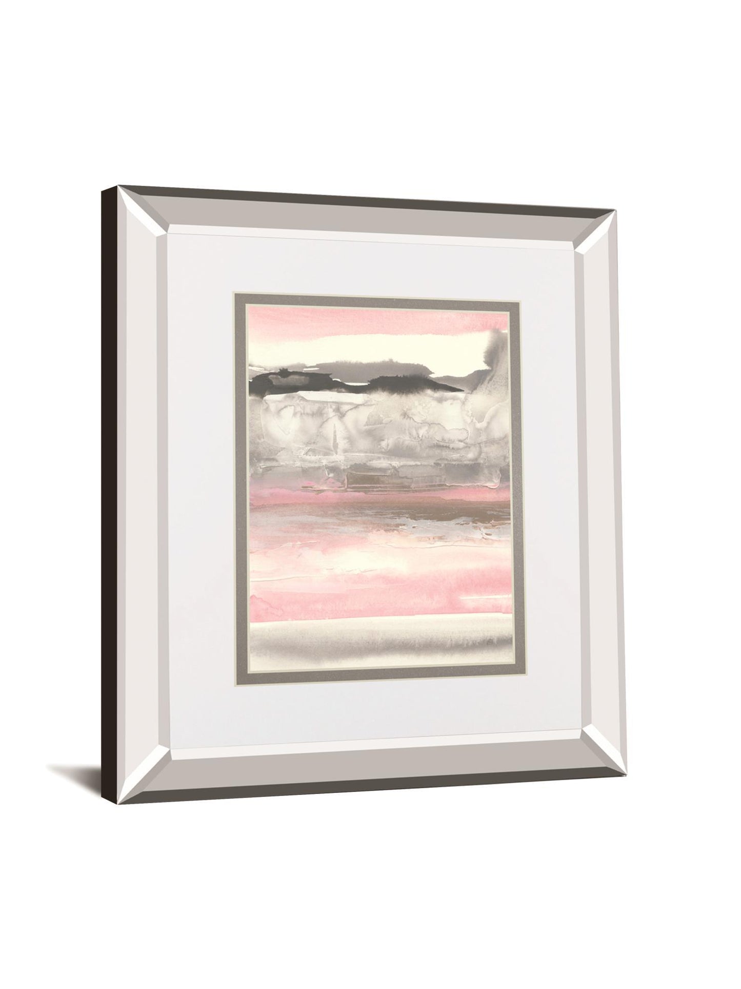 Charcoal And Blush I By Chris Paschke Mirrored Frame - Pink