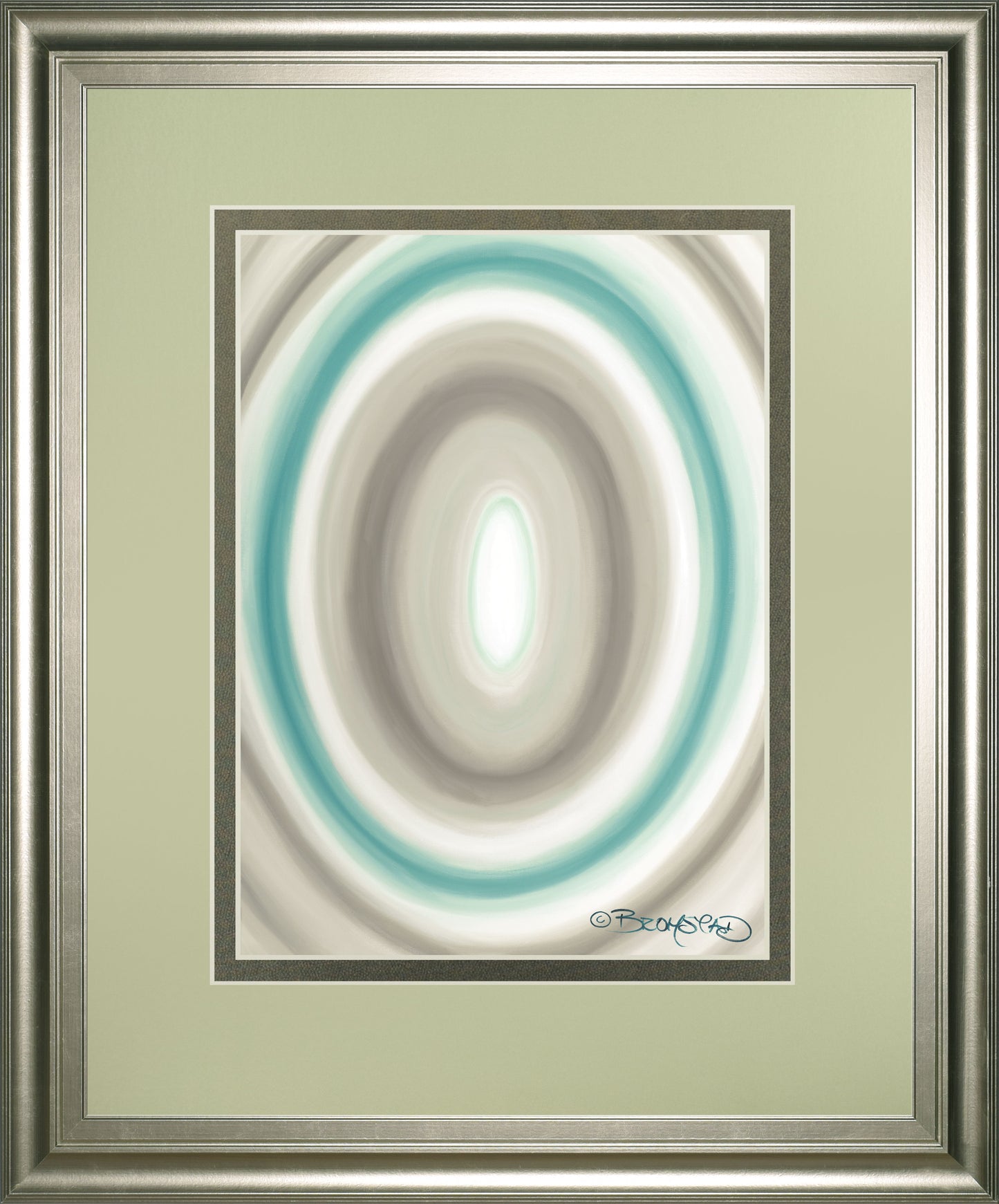 Concentric Ovals #1 By David Bromstad - Framed Print Wall Art - Blue